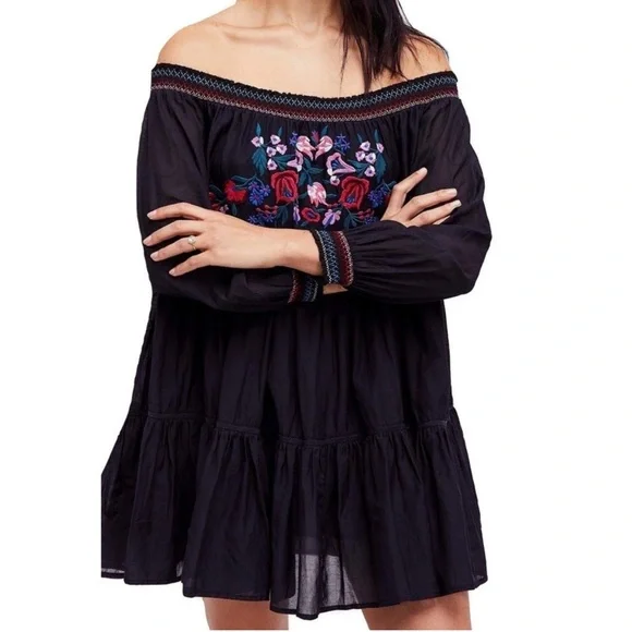 Free People Embroidered Off-the-Shoulder Mini Dress - Picture 3 of 13